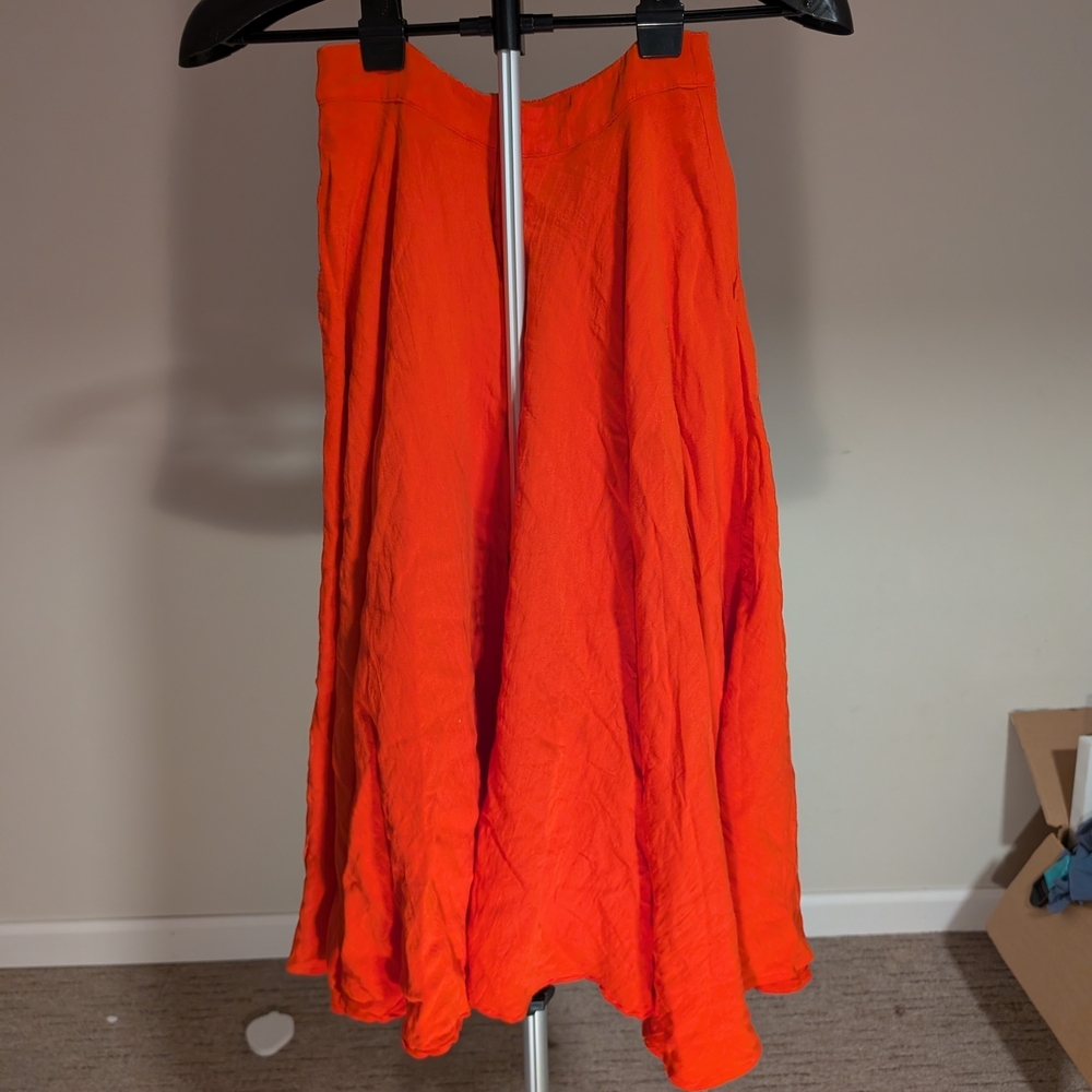 Lulu's Red Orange Midi Skirt Size XS - Picture 3 of 9